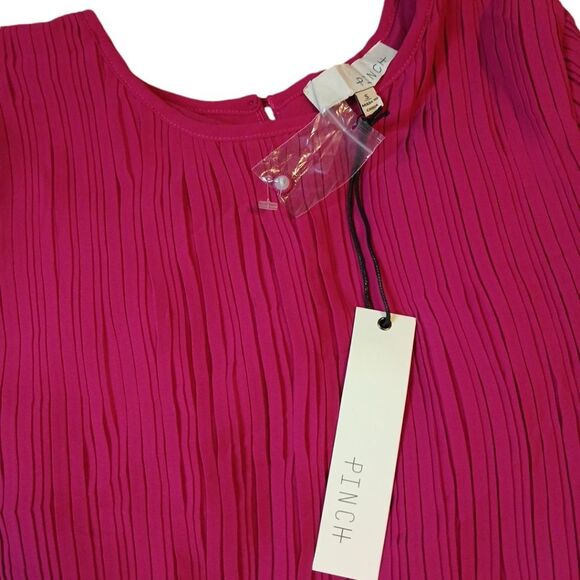 🎀Pinch Pleated Woven Top Pink‎ Small/NWT - Picture 1 of 6